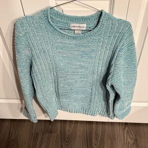 Alfred Dunner Women's Light Blue Textured Sweater